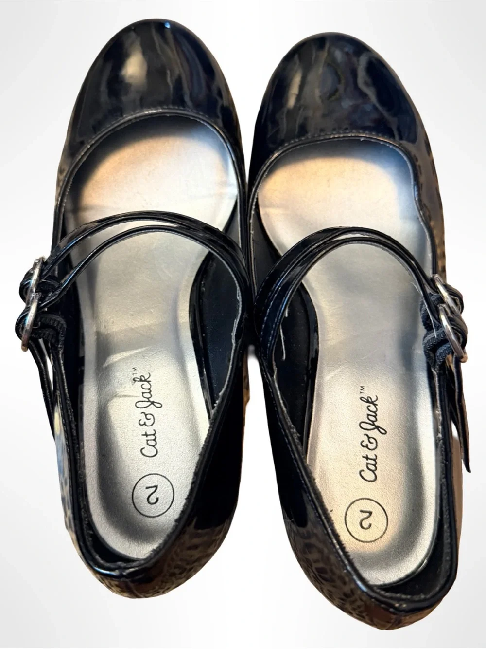 Cat & Jack Girls’ Black Patent Mary Jane Heel Shoes | Size 2